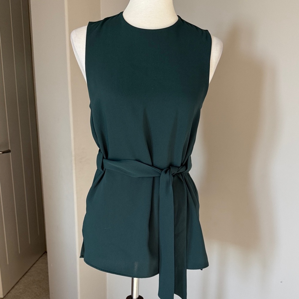 Topshop Dark Green Sleeveless Blouse